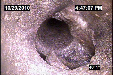 A broke pipe underground.